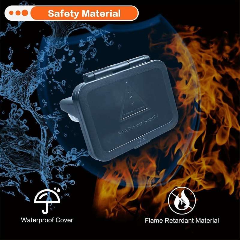 50 Amp Battery Quick Connect/Disconnect Connector Mounting Panel with Cover for Cars, Bicycles, ATV