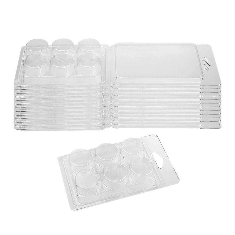 50 Pack Wax Melt Containers-6 Cavity Clear Empty Plastic Wax Melt Round Clamshells for Wax Melts Can