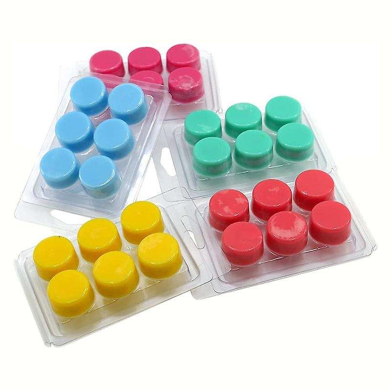 50 Pack Wax Melt Containers-6 Cavity Clear Empty Plastic Wax Melt Round Clamshells for Wax Melts Can