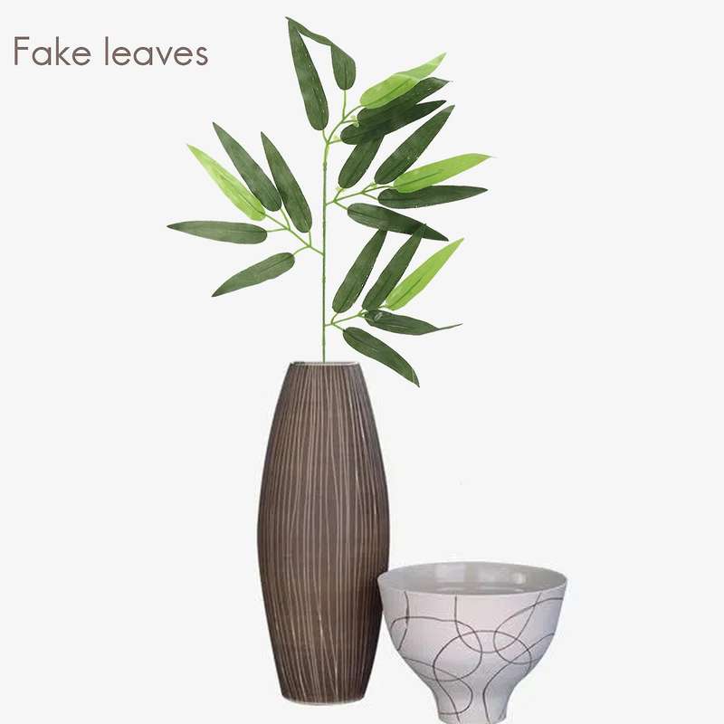 50 PCS Artificial Green Bamboo Leaves Green Plants Greenery Leaves for Home Hotel Office Party Deco