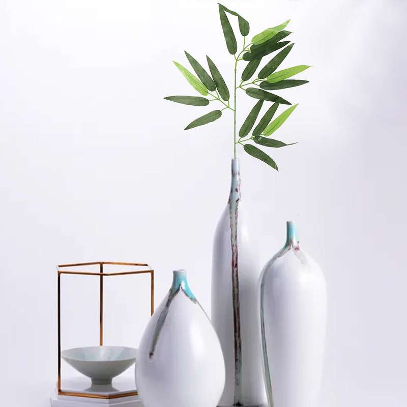 50 PCS Artificial Green Bamboo Leaves Green Plants Greenery Leaves for Home Hotel Office Party Deco
