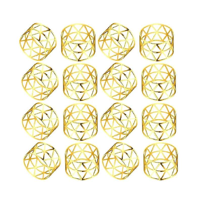 50 Pcs Gold Napkin Rings Metal Napkin Rings Holders Hollow Out Devise Delicate Napkin Rings Bulk for