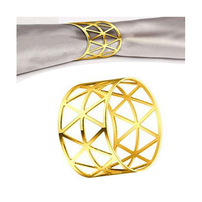 50 Pcs Gold Napkin Rings Metal Napkin Rings Holders Hollow Out Devise Delicate Napkin Rings Bulk for