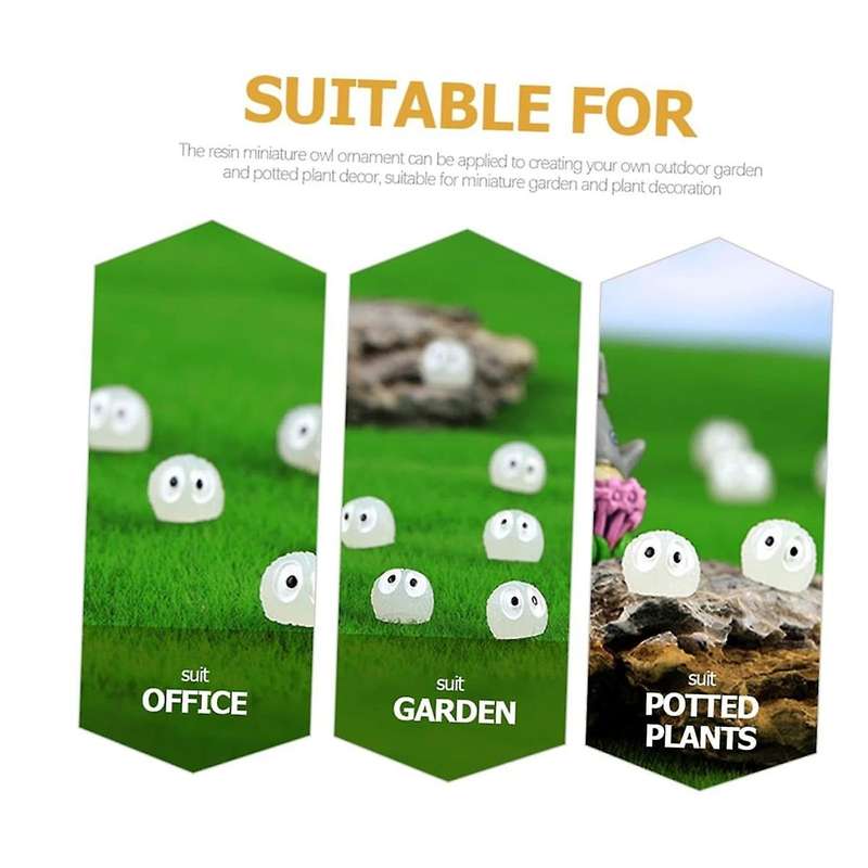 50 Pcs Micro-Landscape Owl Lawn Statues Miniatures Animal Decor Mini Glow in the Dark Statue Garden