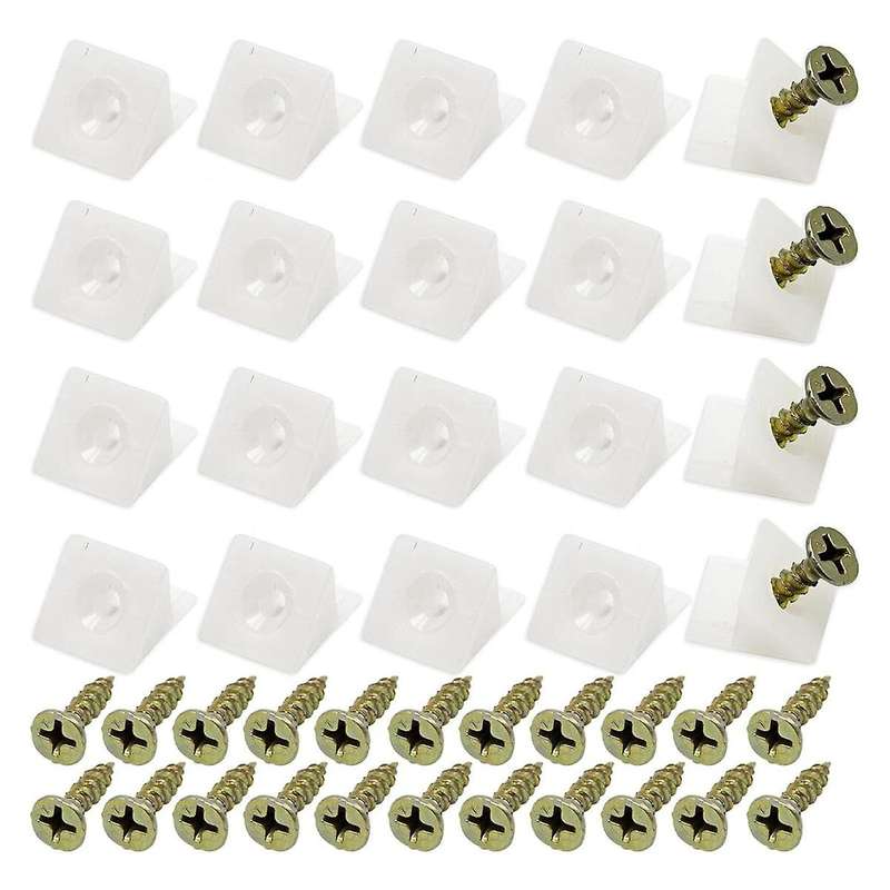 50 Pcs Drawer Supports, White Plastic Drawer Bottom Sagging Repair Fixing Mending Wedges with Screws
