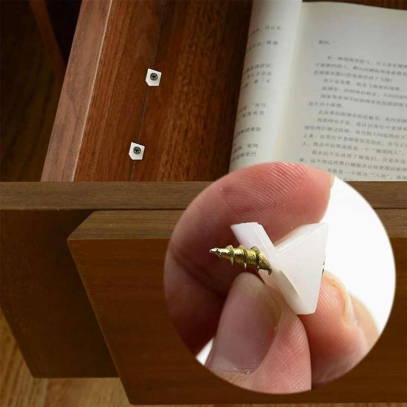 50 Pcs Drawer Supports, White Plastic Drawer Bottom Sagging Repair Fixing Mending Wedges with Screws