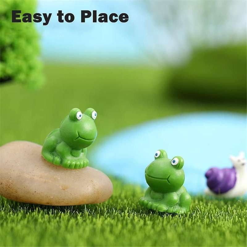 50 Pcs Mini Frogs Garden Decor Resin Green Frog Miniature Figurines, Frogs Animals Model Fairy Garde
