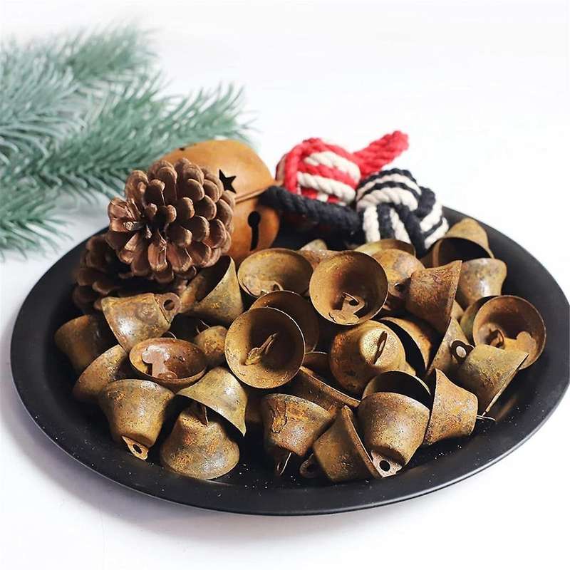 50 PCS Mini Jingle Bells, Christmas Bells, for Crafting Wreath Craft Bells, Holiday Home Decoration