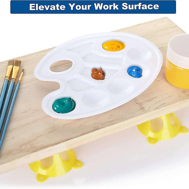 50 PCS Yellow Cone Canvas and Cabinet Door Risers, 3.5inch X 2inch Pyramid Stands, Acrylic Painting