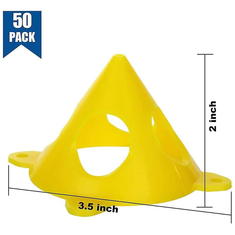 50 PCS Yellow Cone Canvas and Cabinet Door Risers, 3.5inch X 2inch Pyramid Stands, Acrylic Painting