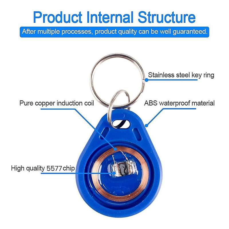 50 Pcs Writable 125khz Rfid Key Fob Proximity Id Card Tag Rewritable T5577 Universal