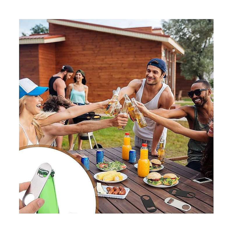 50 Pcs Stainless Steel Flat Bottle Opener Bartender Kitchen Bar Restaurant Tool, 3.5 X 1.3 Inches