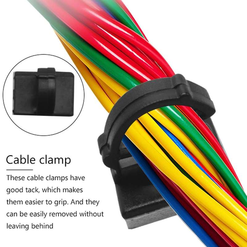 50 Pcs. Self Adhesive Cable Clamp Plastic Rectangular Cable Tie Quick Bind Cable Wire Management Ho