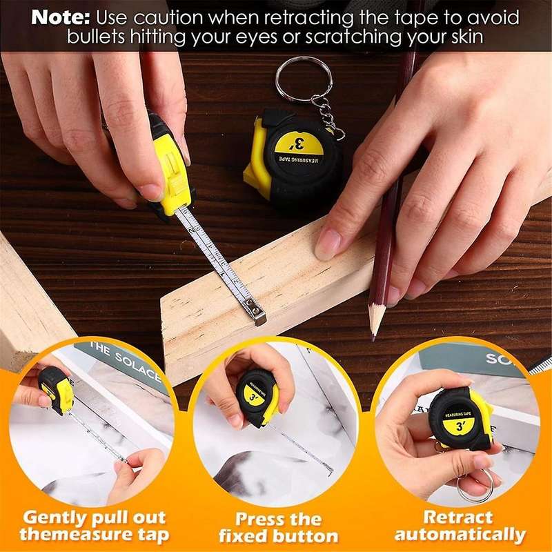 50 Pieces Mini Measuring Tape 3 Ft Retractable Key Chain Tape Measure Easy Read Measuring Tape Bulk