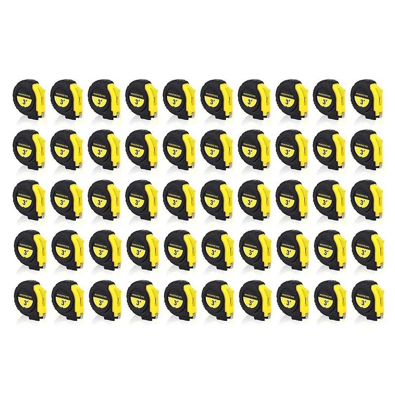 50 Pieces Mini Measuring Tape 3 Ft Retractable Key Chain Tape Measure Easy Read Measuring Tape Bulk