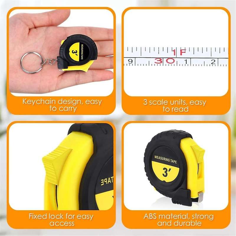 50 Pieces Mini Measuring Tape 3 Ft Retractable Key Chain Tape Measure Easy Read Measuring Tape Bulk