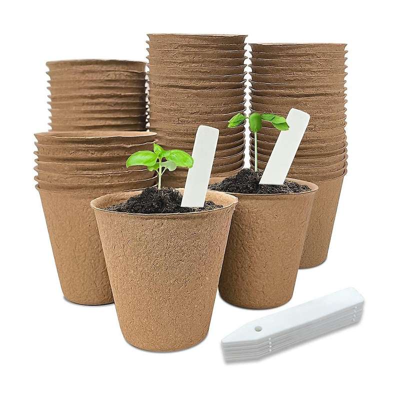 50 Pieces Of 8 Cm Peat Flowerpots, Biodegradable and Environmentally Friendly Round Plant Seedling