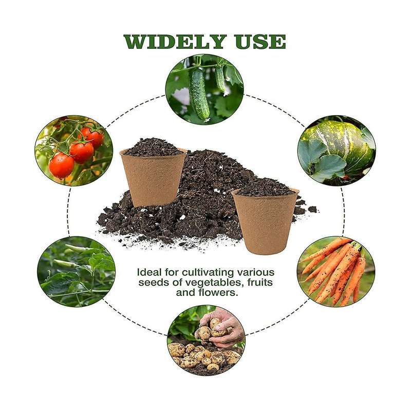 50 Pieces Of 8 Cm Peat Flowerpots, Biodegradable and Environmentally Friendly Round Plant Seedling