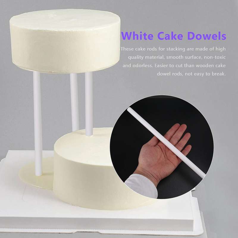 50 Pieces Plastic White Cake Dowel Rods for Tiered Cake Construction and Stacking