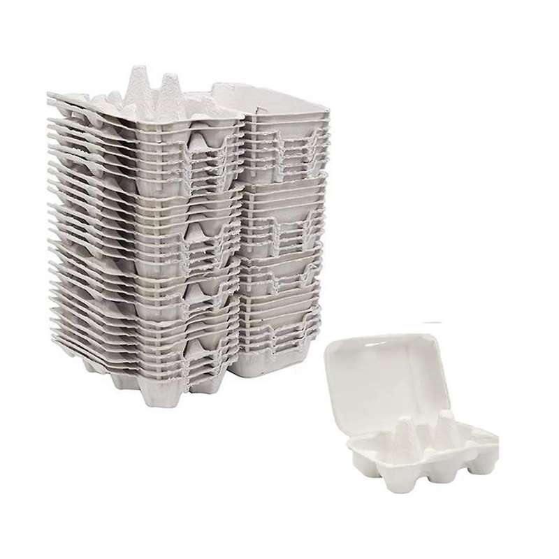 50 Pieces Paper Egg Cartons for Chicken Eggs Pulp Fiber Holder Bulk Holds 6 Count Eggs Farm Market