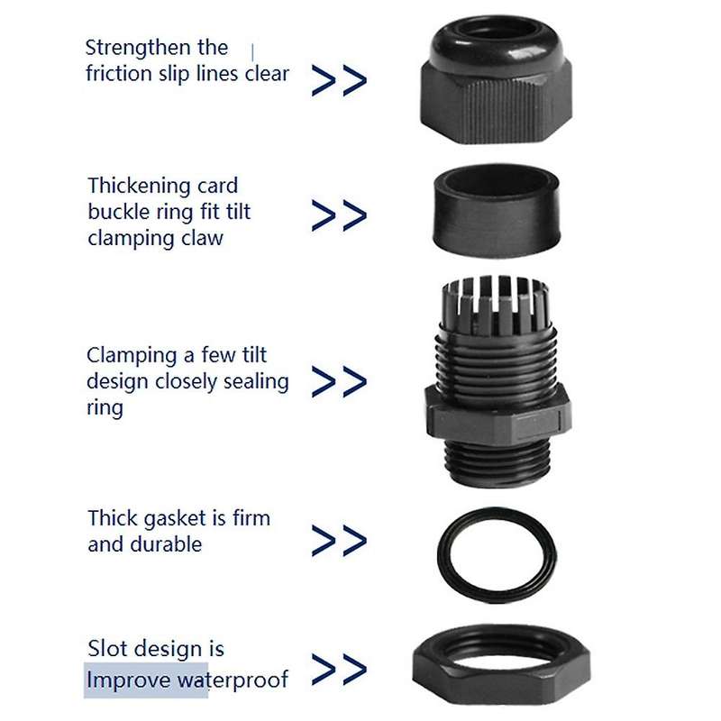 50 Pieces of NPT 1/2 IP68 Waterproof PA66 Cable Gland Flame-Retardant Environmental Protection Cable