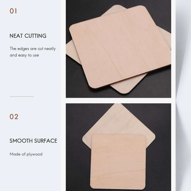 50 Pieces Unfinished Square Wood Slices Blank 4 X 4 In,for Coasters, Pyrography,painting,writing,ph