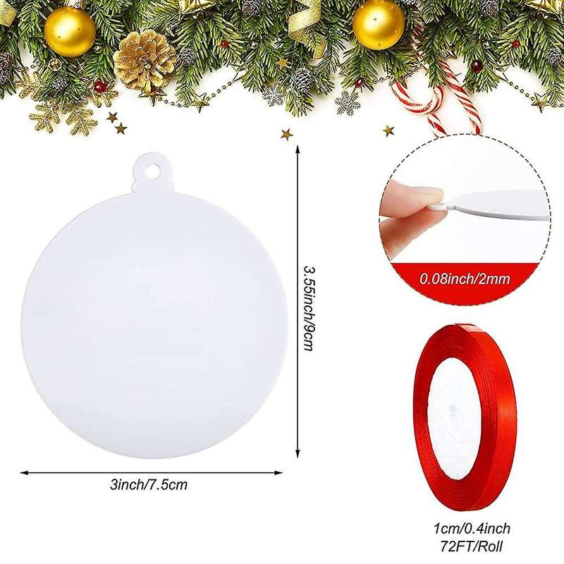50 Pieces Round Acrylic Sheet Acrylic Discs Circles Round White Ornaments Blank Acrylic Plates with