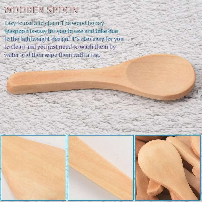50 Pieces Small Wooden Spoons Condiments Spoons(Light Brown)