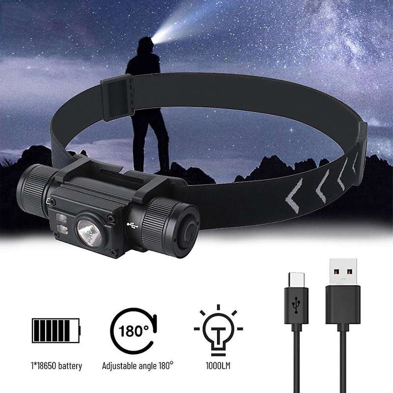 500 LED Head Light Lamp Powerful Waterproof Headlight Type-C Rechargeable 18650 Battery,Side Light G