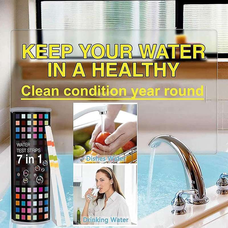 50 Strips 7 in 1 Pool Spa Test Strips,Water Test Strips for Hot Tubs,Ph Strips for Acid Alkaline,Soi