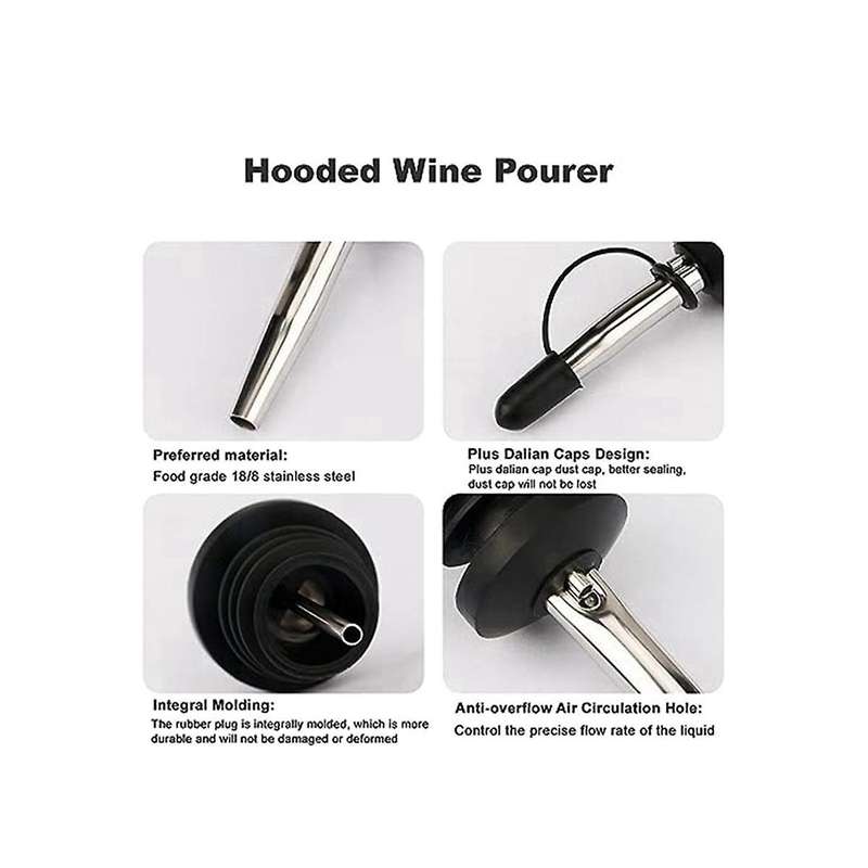50 Stainless Steel Wine Pourers, 1-piece Cap Wine Spouts, Wine Bottle Stoppers, Wine Bottles with St