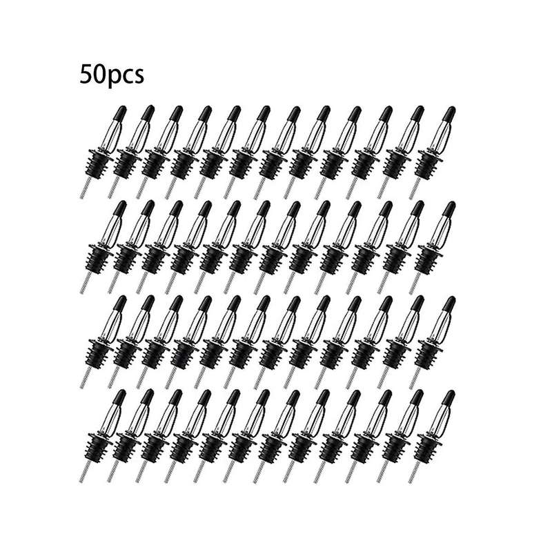 50 Stainless Steel Wine Pourers, 1-piece Cap Wine Spouts, Wine Bottle Stoppers, Wine Bottles with St