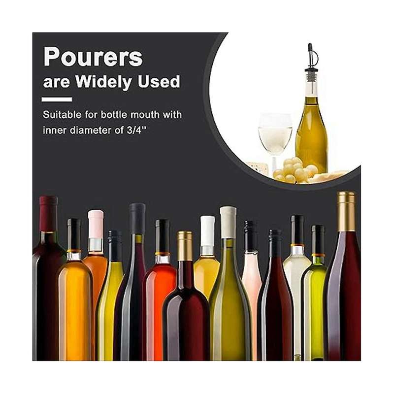 50 Stainless Steel Wine Pourers, 1-piece Cap Wine Spouts, Wine Bottle Stoppers, Wine Bottles with St