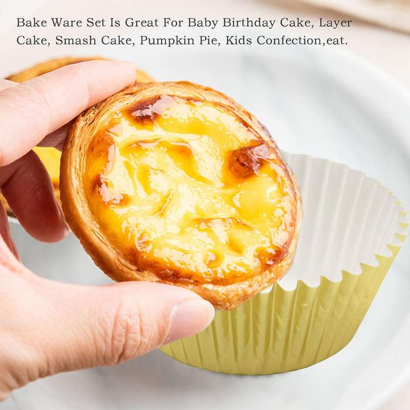 500 Pcs Gold Mini Metallic Foil Cupcake Liners Baking Muffin Paper Cups Cases, Bottom 5cm Dia