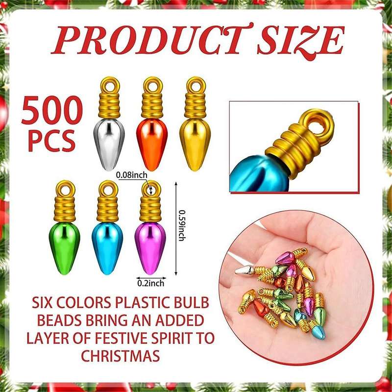 500 Pcs Mini Christmas Bulbs Beads Ornaments Plastic Christmas Beads for DIY Craft