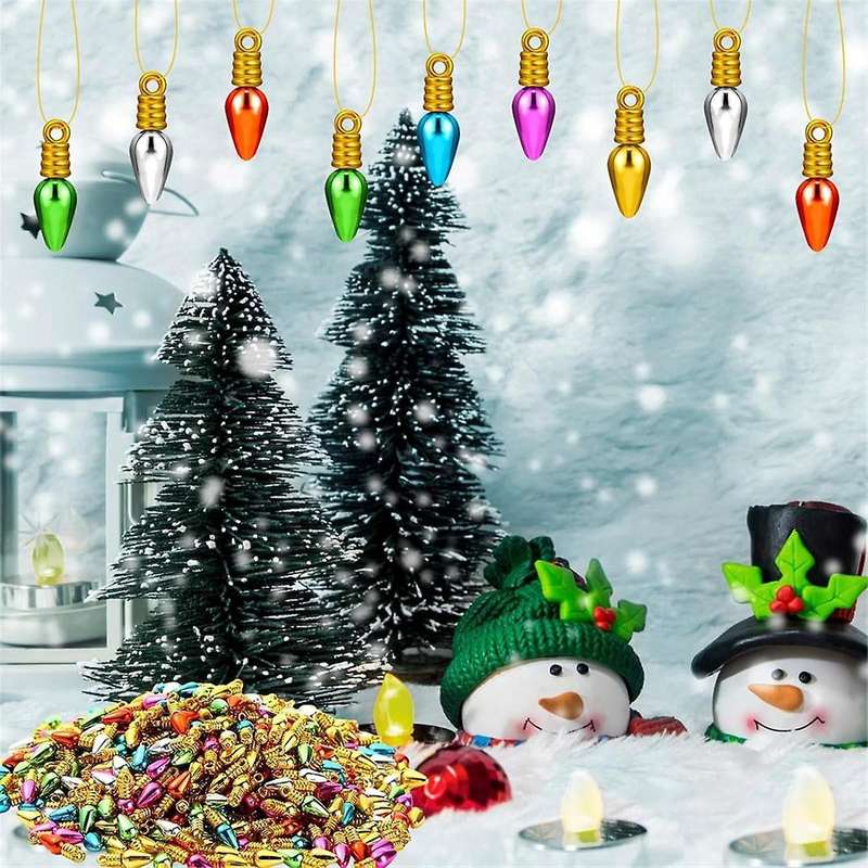 500 Pcs Mini Christmas Bulbs Beads Ornaments Plastic Christmas Beads for DIY Craft