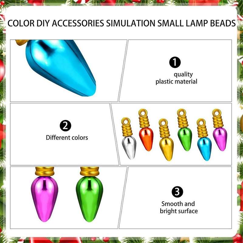500 Pcs Mini Christmas Bulbs Beads Ornaments Plastic Christmas Beads for DIY Craft