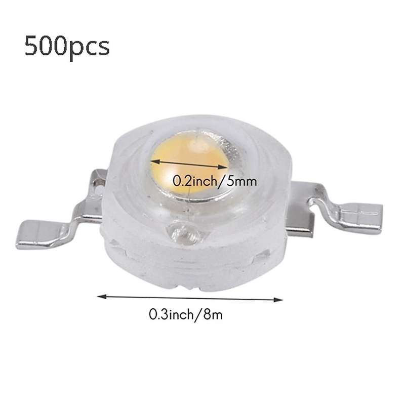 500 Pieces High Power 2 Pin 3W Warm White LED Bead Emitters 100-110Lm