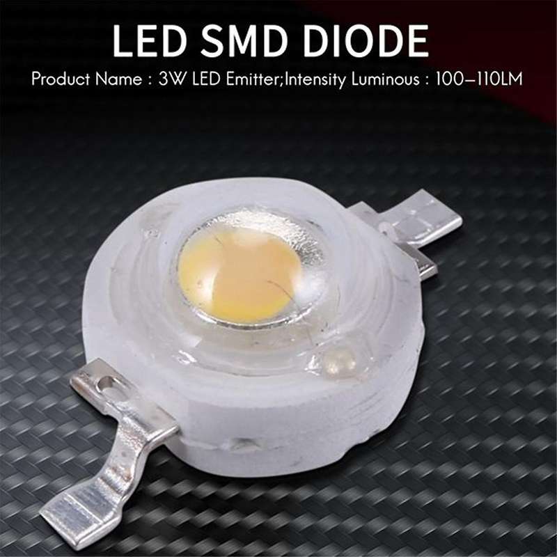 500 Pieces High Power 2 Pin 3W Warm White LED Bead Emitters 100-110Lm