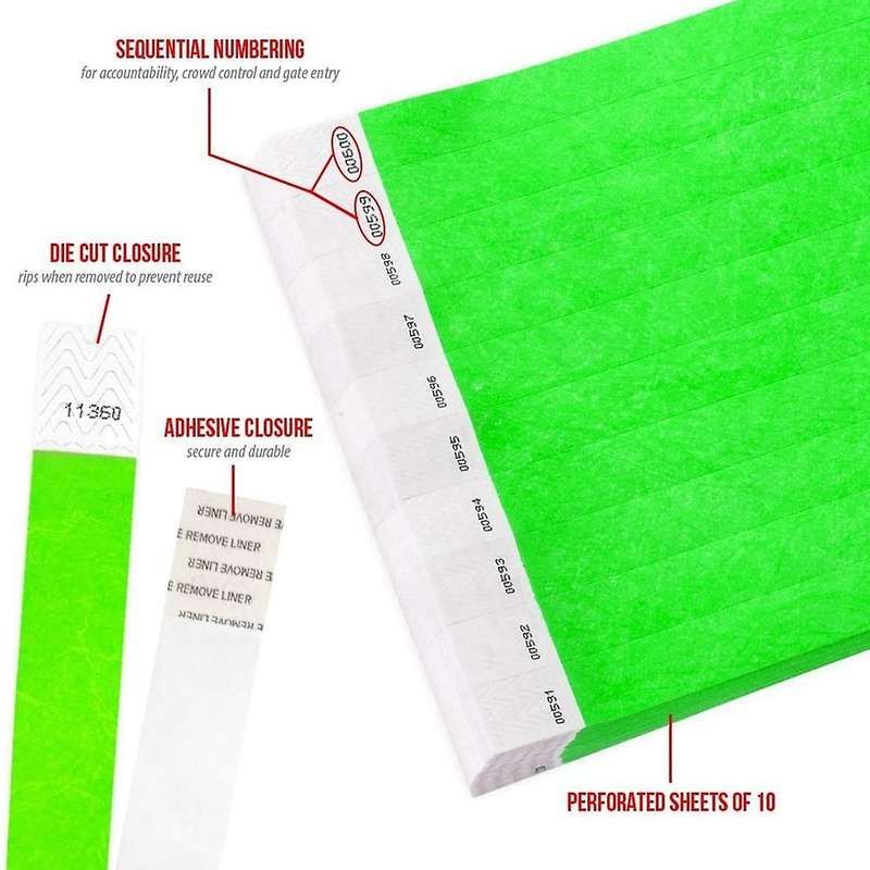 500 Pcs Paper Event Colored Waterproof Paper Arm Bands (green)