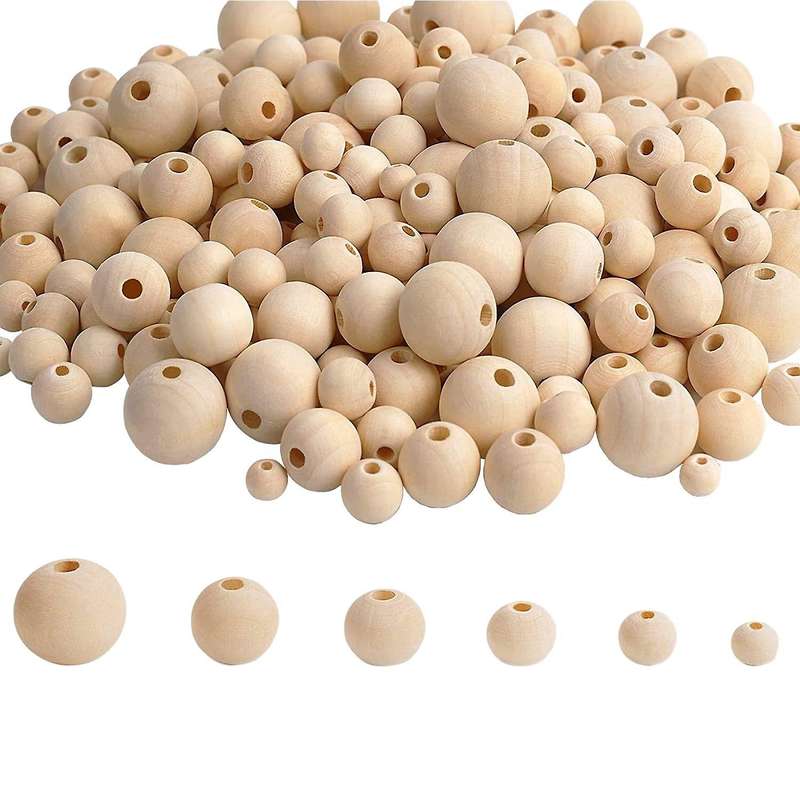 500 Pcs Wood Beads, Unpolished Loose Wood Beads Craft, Suitable for Home and Holiday Decoration, DIY