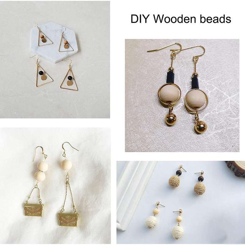500 Pcs Wood Beads, Unpolished Loose Wood Beads Craft, Suitable for Home and Holiday Decoration, DIY