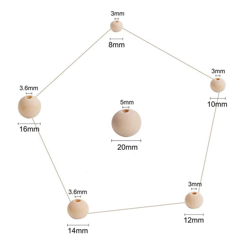 500 Pcs Wood Beads, Unpolished Loose Wood Beads Craft, Suitable for Home and Holiday Decoration, DIY