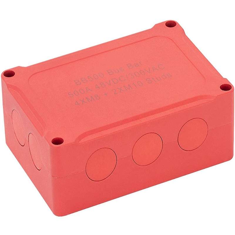 500a Marine Busbar 48v Automotive Distribution Block High Current 6 Studs with Red Black Cover Yacht
