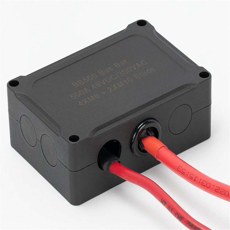 500a Marine Busbar 48v Automotive Distribution Block High Current 6 Studs with Red Black Cover Yacht