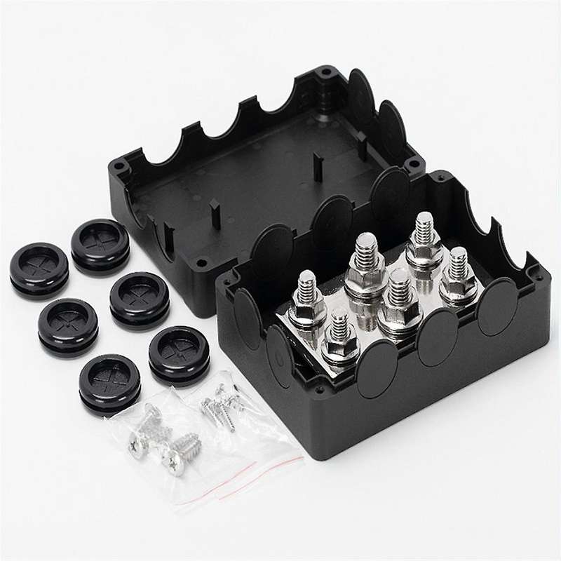 500a Marine Busbar 48v Automotive Distribution Block High Current 6 Studs with Red Black Cover Yacht