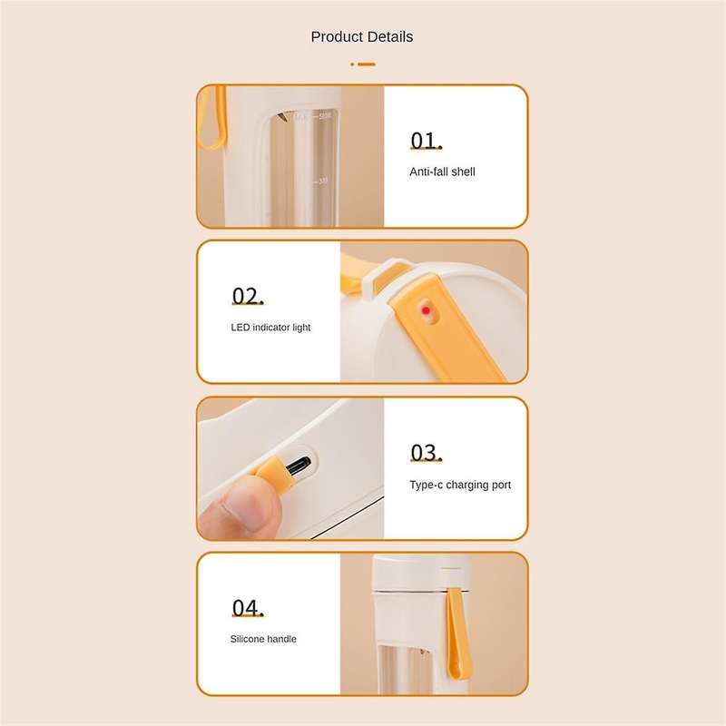 500ml Portable Blender Electric Juicers Fruit Mixers Usb Rechargeable Smoothie Mini Blender Persona