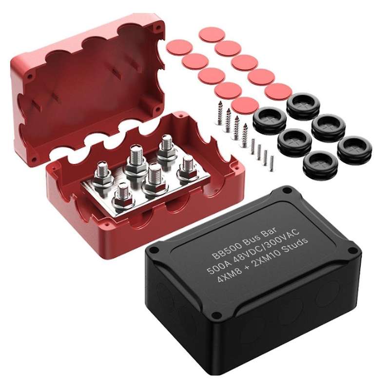 500a Marine Bus Bar 48v Automotive Power Distribution Block Big Current 6 Studs Plastic Cover for Ca