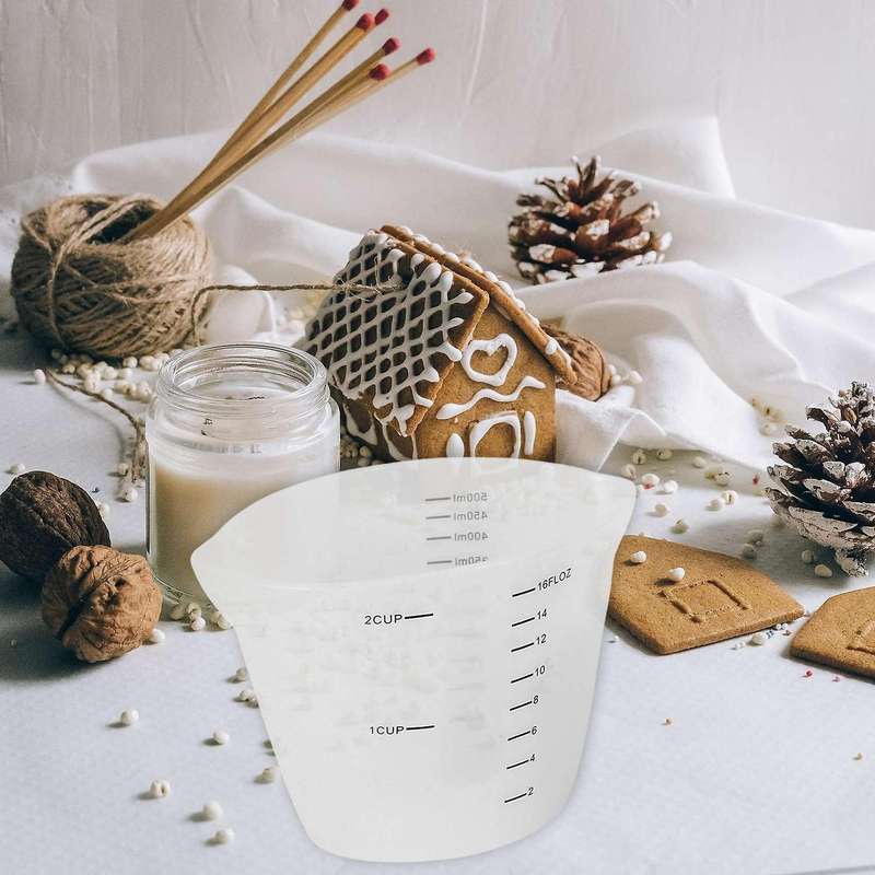 500ml and 250ml Reusable Silicone Measuring Cups Household Translucent Measuring Cups with Graduati