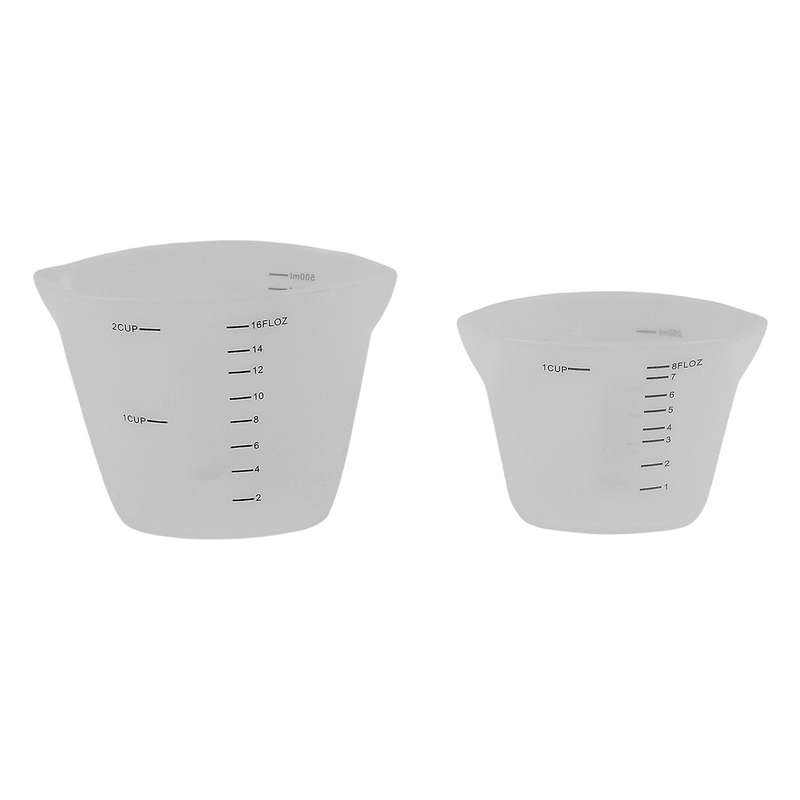 500ml and 250ml Reusable Silicone Measuring Cups Household Translucent Measuring Cups with Graduati